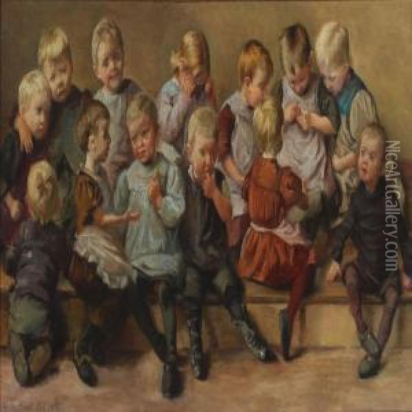 Children From A Fosterhome Oil Painting - Emilie Mundt