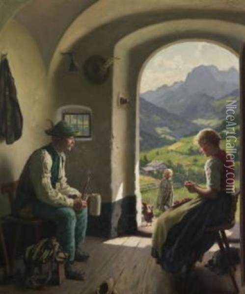 Feierabend Oil Painting - Emil Rau