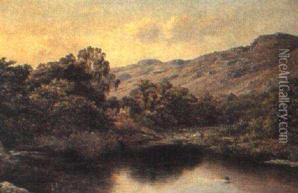 Llyn Du Oil Painting - James Edward Grace