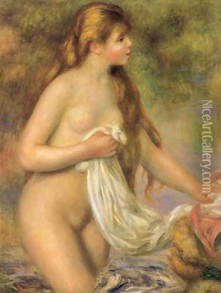 Bather with Long Hair Oil Painting - Pierre Auguste Renoir