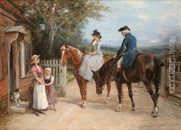 A Country Visit Oil Painting - Heywood Hardy