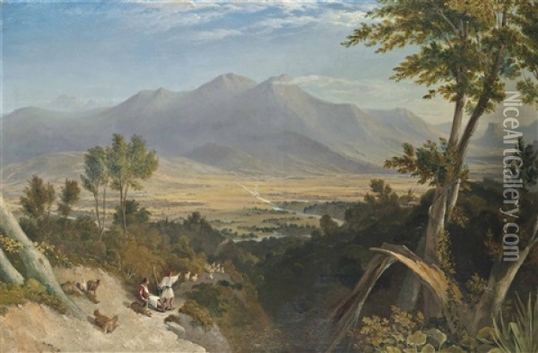 Overlooking The Valley Of Megalopolis, Arcadia, Greece Oil Painting - William Linton