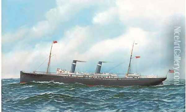 The American liner St. Paul at sea Oil Painting - Antonio Nicolo Gasparo Jacobsen