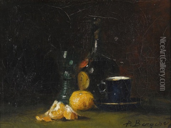 Stillleben Mit Mandarinen Und Likorflasche Oil Painting - Denis Pierre Bergeret