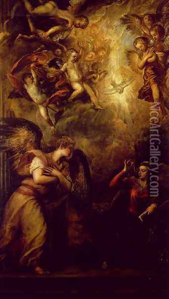 Annunciation 1559-62 Oil Painting - Tiziano Vecellio (Titian)