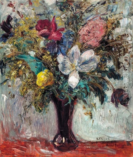 Still-life With Flowers Oil Painting - Bela Ivanyi Gruenwald