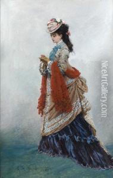 Jeune Femme Au Chapeau Oil Painting - Alphonse Marie de Neuville
