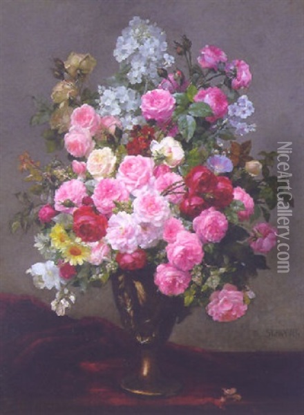 Bouquet Of Flowers Oil Painting - Louis Marie de Schryver