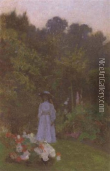 The Garden Oil Painting - Benjamin Haughton