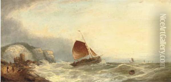 Caught In A Gush Of Wind Oil Painting - William Harry Williamson