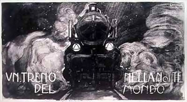 A Train in the Night of the World Oil Painting - Aroldo Bonzagni