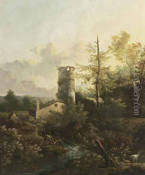 Mountainous Wooded River Landscape Oil Painting - Frederick De Moucheron
