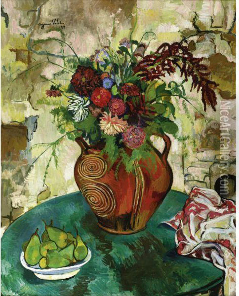 Nature Morte Aux Fleurs Et Fruits Oil Painting - Suzanne Valadon