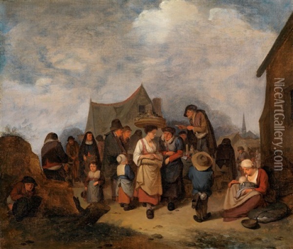Bauern Auf Einer Dorfstrase Oil Painting - Cornelis Pietersz Bega
