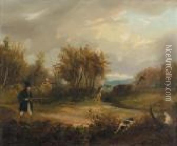Pheasant Shooting; And The End Of Day Oil Painting - Samuel John Egbert Jones