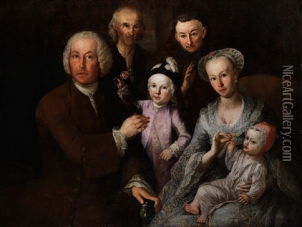 Familienbildnis Oil Painting - Joachim Luhn