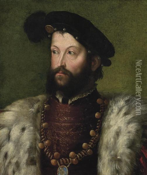 Portrait Of A Bearded Man, Bust-length Oil Painting - Niccolo Dell'Abate