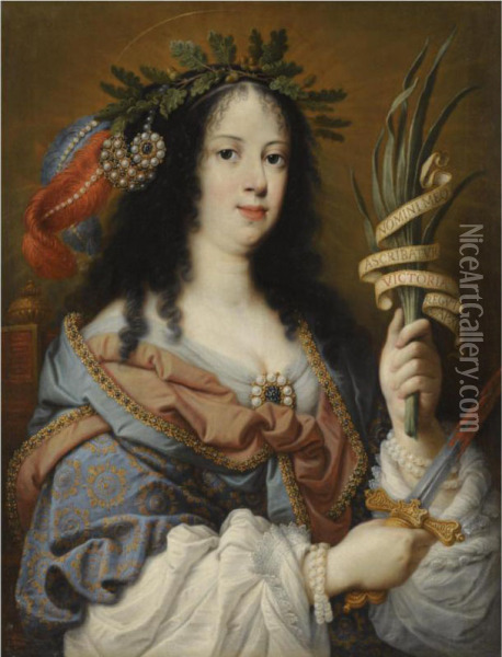 Portrait Of Vittoria Della Rovere (1622-1667), As Saintvittoria Oil Painting - Mario Balassi