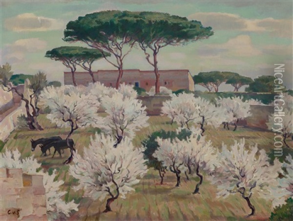 Mandelblute Bei Agrigento (sizilien) Oil Painting - Carl Albert Von Salis-Soglio