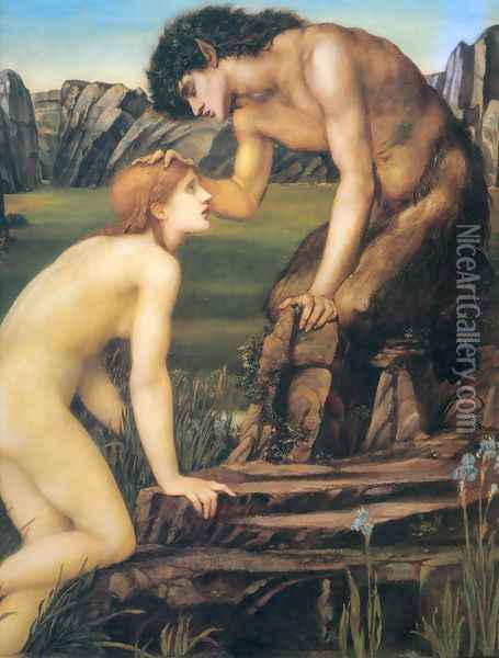 Pan and Psyche 1872-74 Oil Painting - Sir Edward Coley Burne-Jones