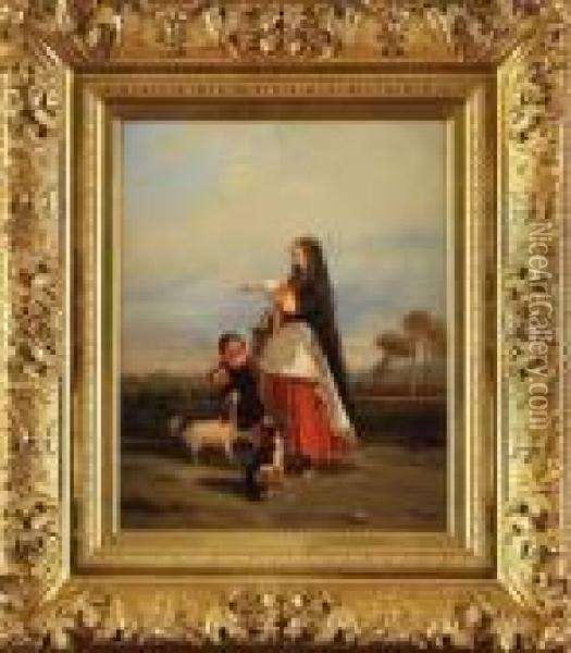 La Recompense Oil Painting - Camille-Joseph-Etienne Roqueplan