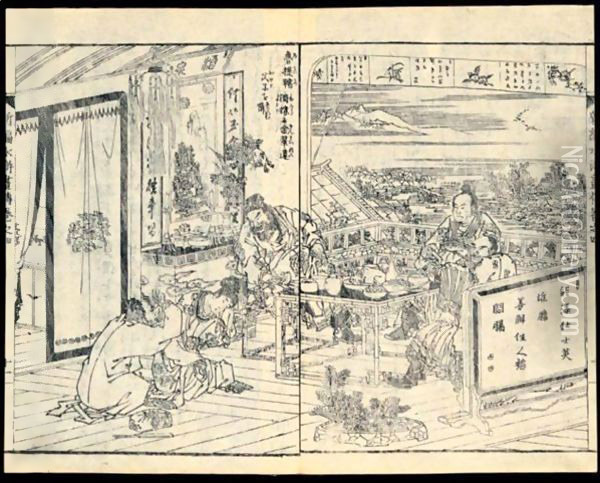 Shimpen Suiko Gaden. Histoires Illustrees De Suiko-Den Oil Painting - Katsushika Hokusai