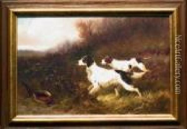 Setter And Pointer On Point Oil Painting - Colin Graeme Roe