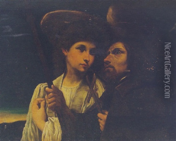 A Pilgrim Saint With An Angel Oil Painting - Annibale Carracci