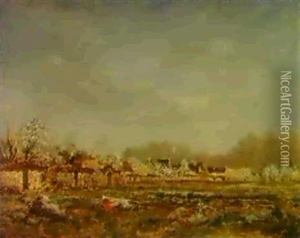 Village De Barbizon Oil Painting - Theodore Rousseau
