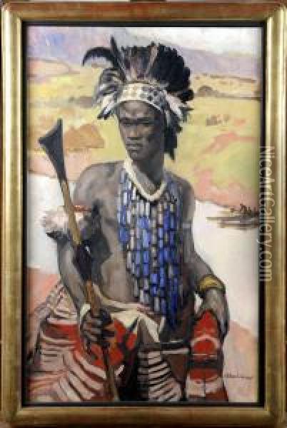 Chef Africain Oil Painting - Fernand Allard L'Olivier