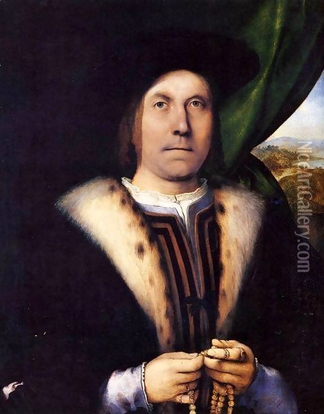 Portrait of a Gentleman with a Rosary Oil Painting - Lorenzo Lotto