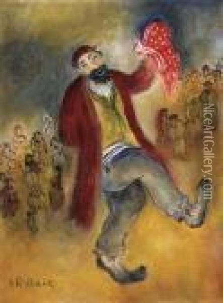 Dancing In The Town Oil Painting - Issachar ber Ryback