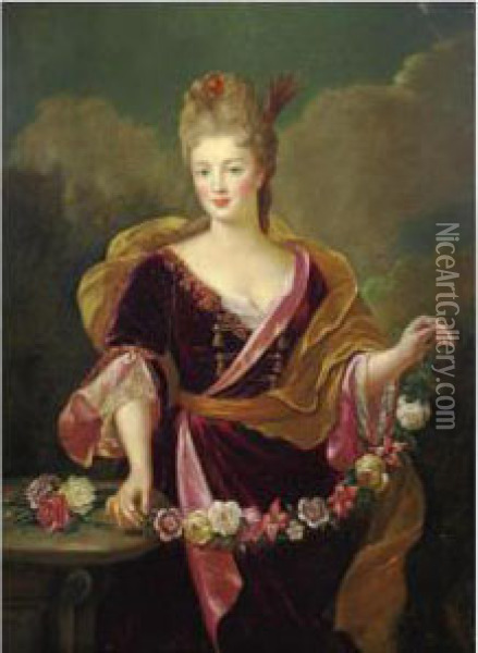 Portrait Of Adrienne Lecouvreur Oil Painting - Alexis Simon Belle