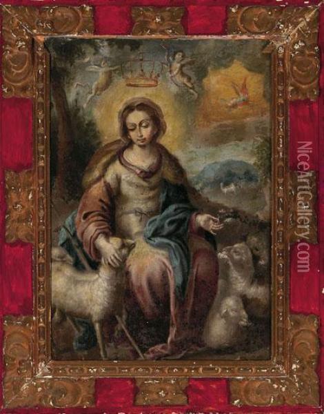 Divina Pastora Oil Painting - Bernardo German Llorente