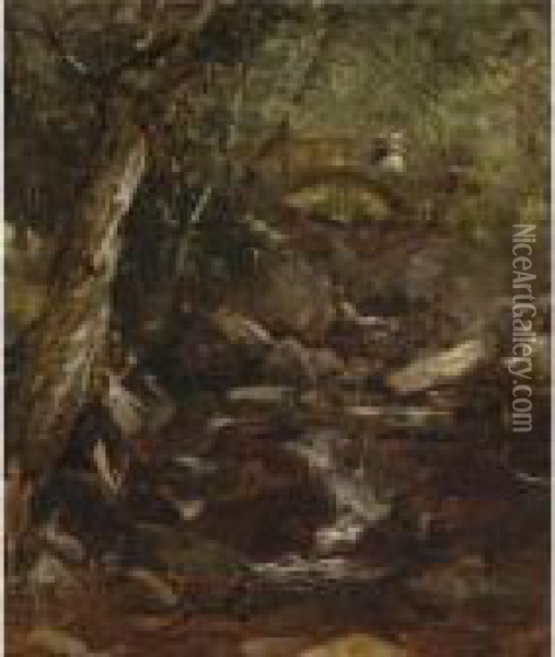 Across The Bridge (bash Bish Falls) Oil Painting - John Frederick Kensett