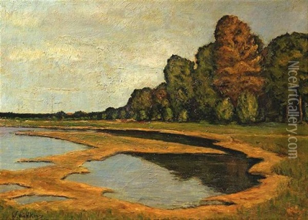 Baumumstandenes Sommerliches Seeufer Oil Painting - Walter Leistikow