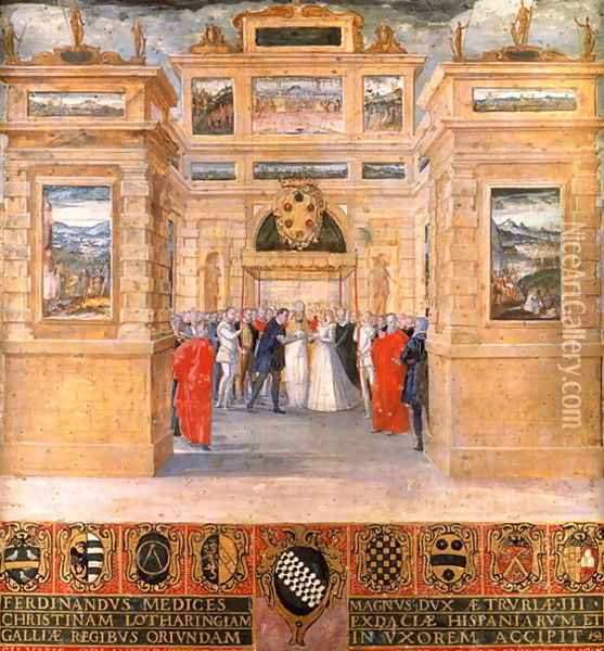 Nuptials of Ferdinando de Medici and Christina of Lorraine Oil Painting - Ventura Salimbeni