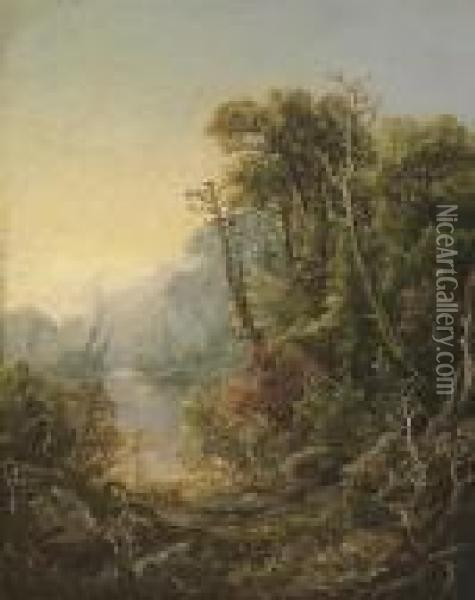 Autumn River Landscape Oil Painting - William Louis Sonntag