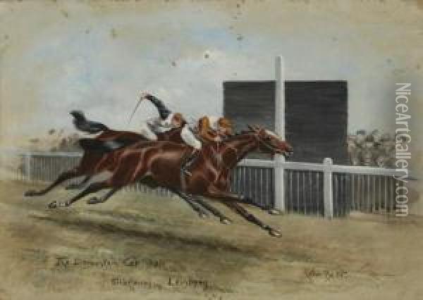 The Finish For Thest. Leger Stakes - Doncaster 1911 Oil Painting - John Beer