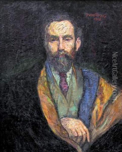 Portrait D'un Noble Russe (1916) Oil Painting - David O. Widhopff
