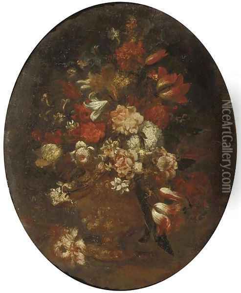 Mixed flowers in a vase Oil Painting - Andrea Scacciati