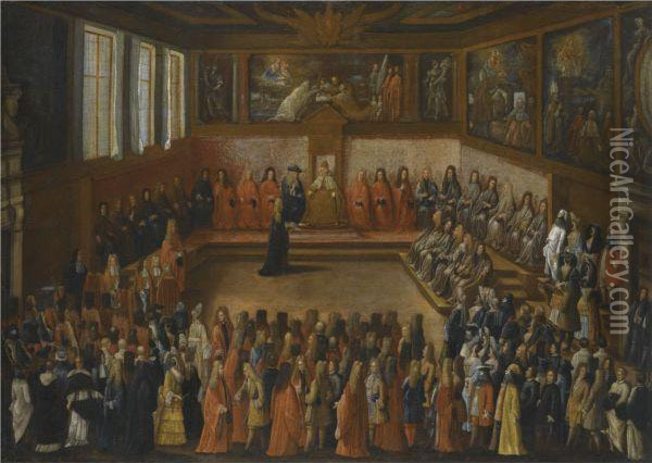 The Sala Del Collegio In The Doge's Palace Oil Painting - Joseph Heinz