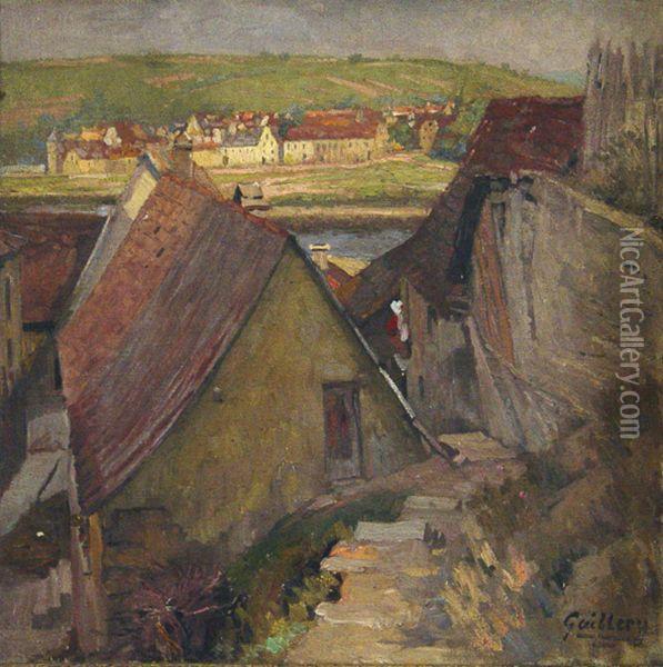 Stadtchen Am Fluss. Oil Painting - Franz Paul Guillery