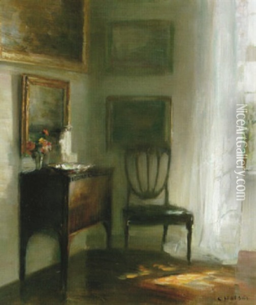 Solbelyst Interior Oil Painting - Carl Vilhelm Holsoe