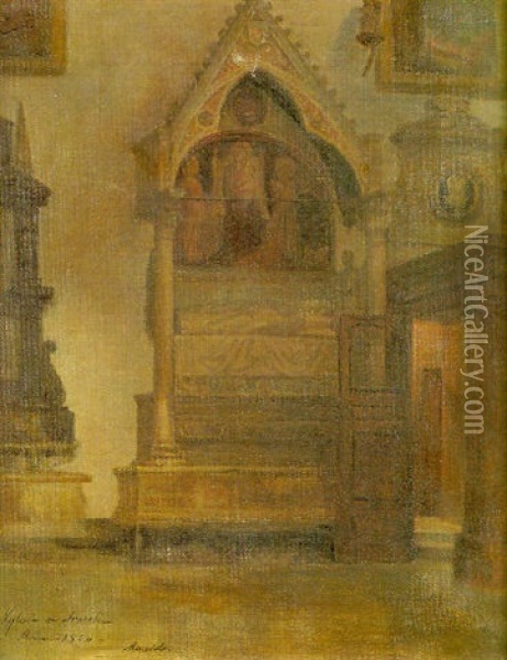 Interior De La Iglesia De Araceli En Roma Oil Painting - Gabriel Maureta y Aracil