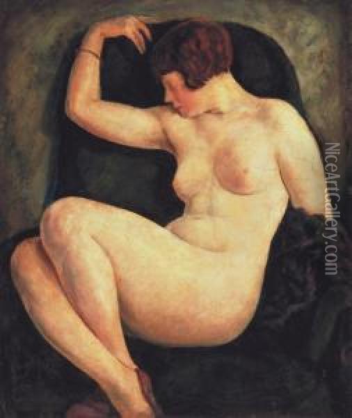 Reclining Female Nude Oil Painting - Arthur Podolini Volkmann