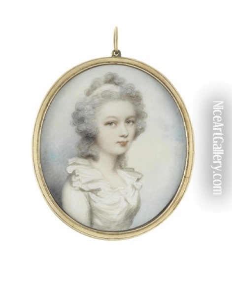 A Portrait Miniature Of A Lady Oil Painting - Andrew Plimer