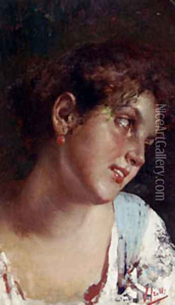 Portrait Of A Young Girl Oil Painting - Irolli Vincenzo