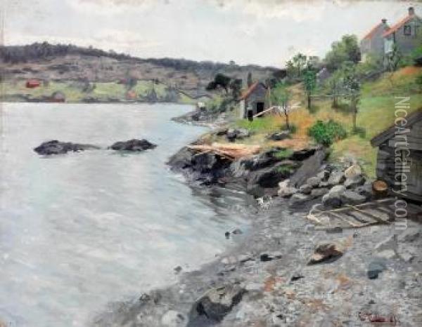 Norsk Kystlandskap 1889 Oil Painting - Fritz Thaulow