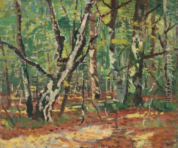 Skogslandskap Oil Painting - Karl Edvard Diriks